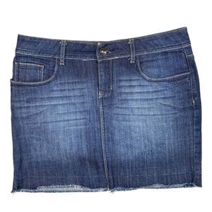 Apt. 9 Women's Blue Denim Mini Skirt Raw Hem Casual Pockets